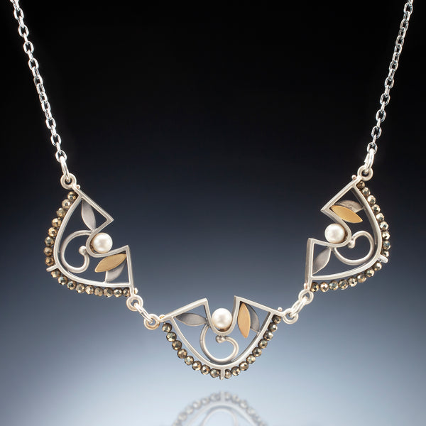 Mixed Metal 3 Piece Fan Necklace - Kinzig Design Studios