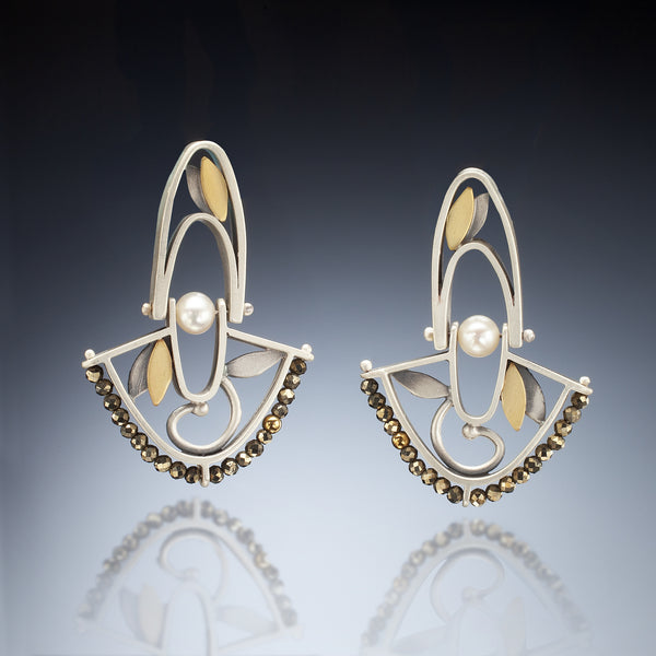 Mixed Metal Hinged Fan Earrings - Kinzig Design Studios