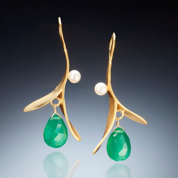 Branch Earring with Drop (gold) - Kinzig Design Studios