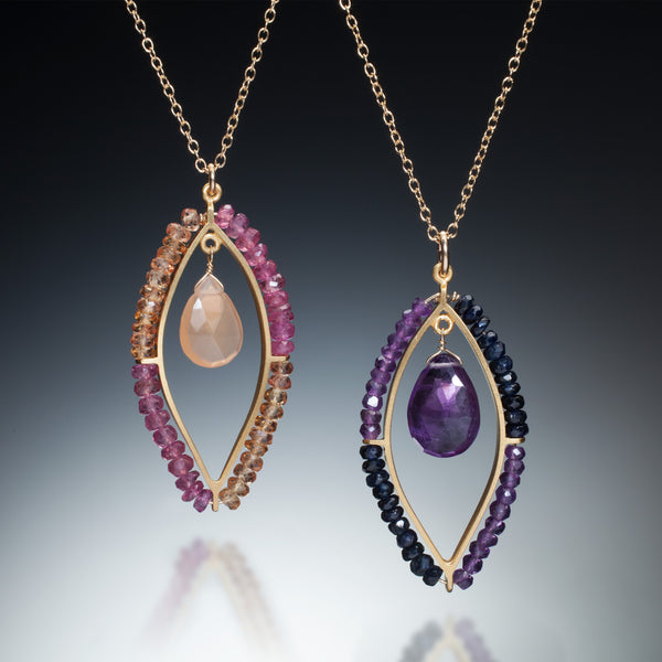 Gemstone Marquis Necklace (gold) - Kinzig Design Studios