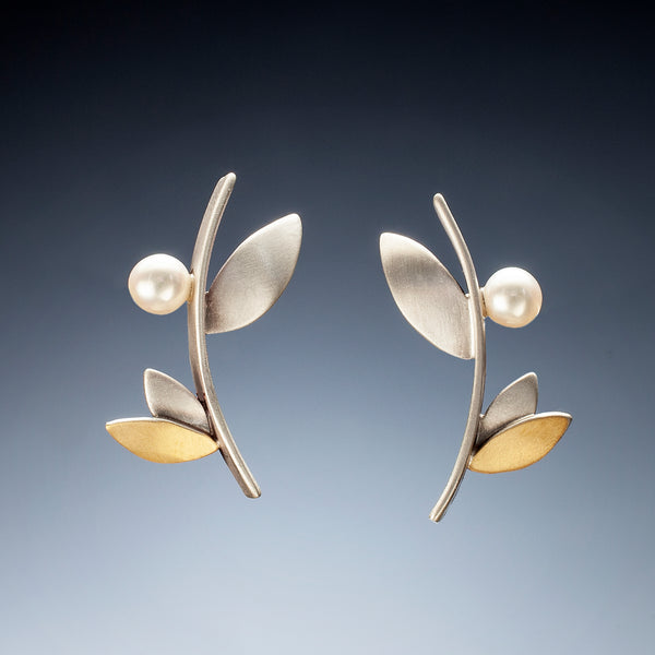 Mixed Metal Branch Stud Earrings - Kinzig Design Studios