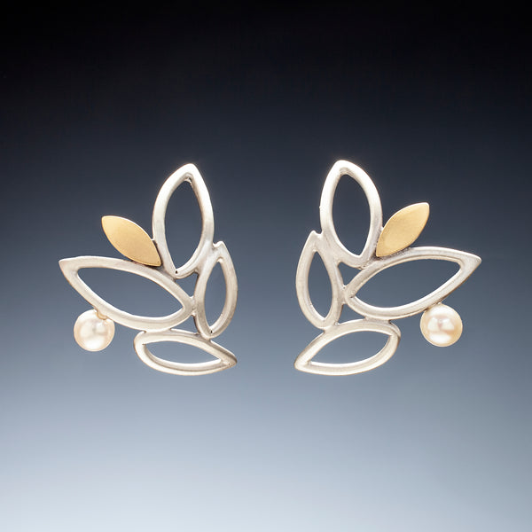 Mixed Metal Lace Leaf Earrings - Kinzig Design Studios