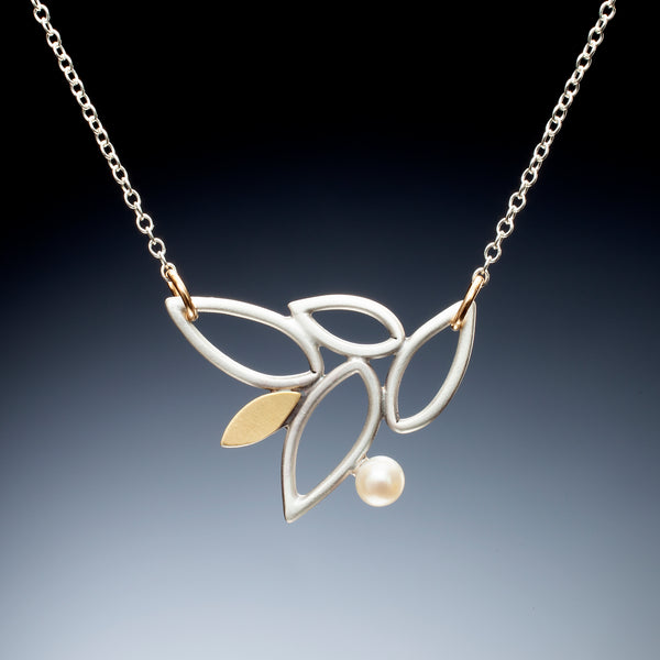 Mixed Metal Lace Leaf Pendant - Kinzig Design Studios
