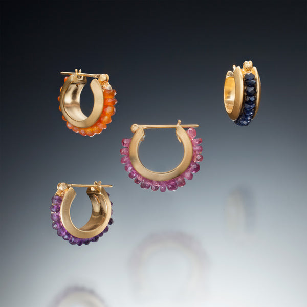 Small Gemstone Hoops (gv) - Kinzig Design Studios