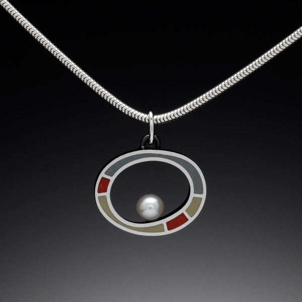 Floating Pearl Necklace (blue) - Kinzig Design Studios