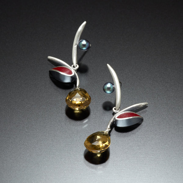 Twig Earrings (red) - Kinzig Design Studios