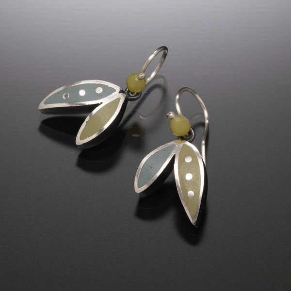 Two Leaf Earring (blue) - Kinzig Design Studios