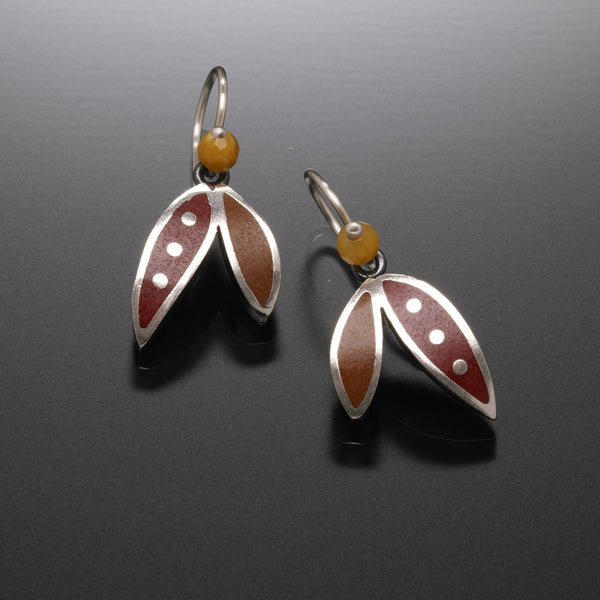 Two Leaf Earring (red) - Kinzig Design Studios