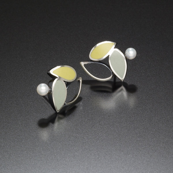 Three Leaf Earrings (blue) - Kinzig Design Studios