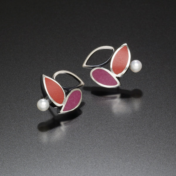 Three Leaf Earrings (red) - Kinzig Design Studios