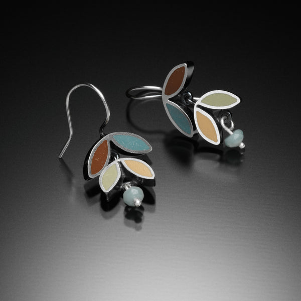 Four Leaf Earrings (blue) - Kinzig Design Studios