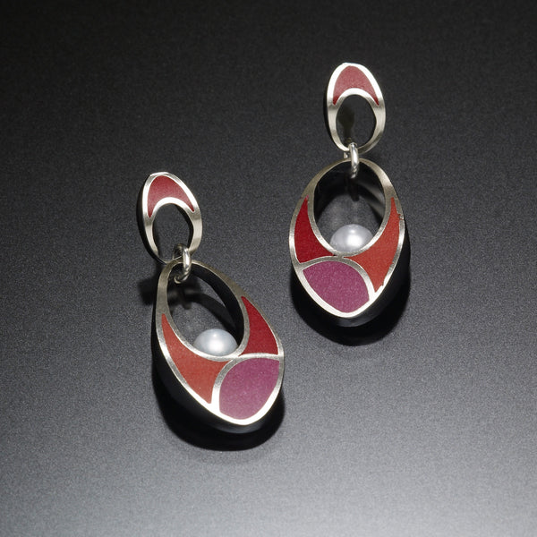 Color Block Link Earrings (red) - Kinzig Design Studios