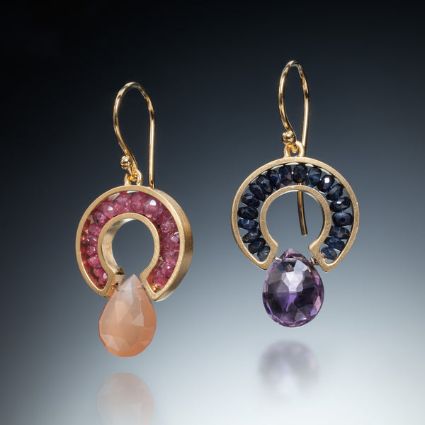 Gemstone Horseshoe Earrings (gold) - Kinzig Design Studios