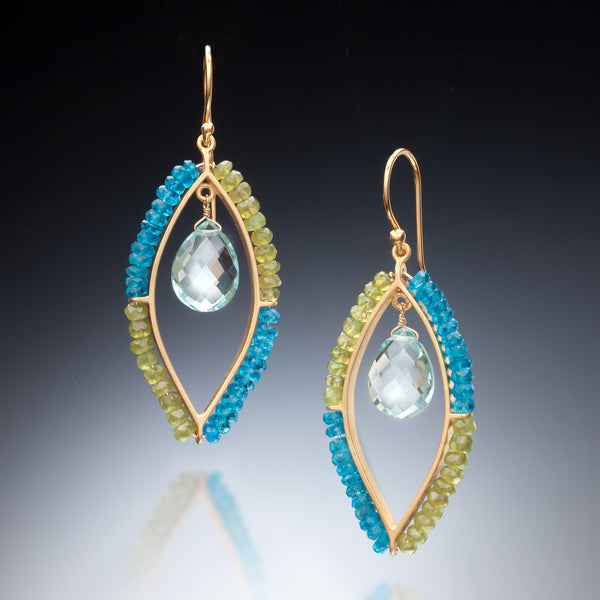 Gemstone Marquis Earrings (gold) - Kinzig Design Studios