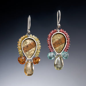 Gemstone and Mosaic Earrings - Kinzig Design Studios