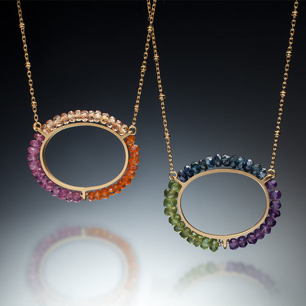 Gemstone Circle Necklace (gold) - Kinzig Design Studios