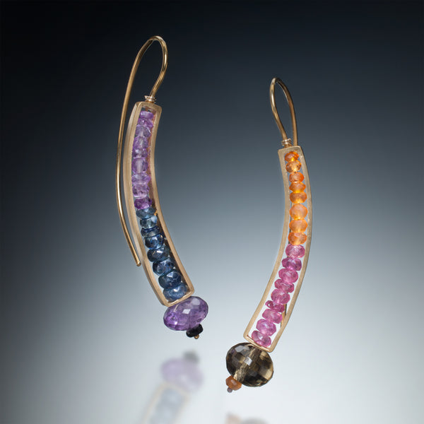 Gemstone Curve Earrings (gold) - Kinzig Design Studios