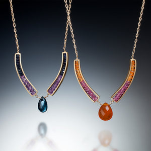 Gemstone Curve Necklace (gold) - Kinzig Design Studios