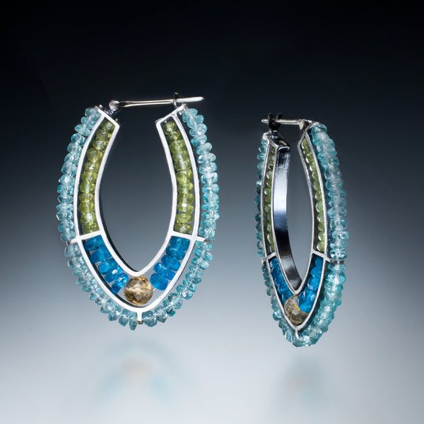 Gemstone Double Hoop (blue) - Kinzig Design Studios