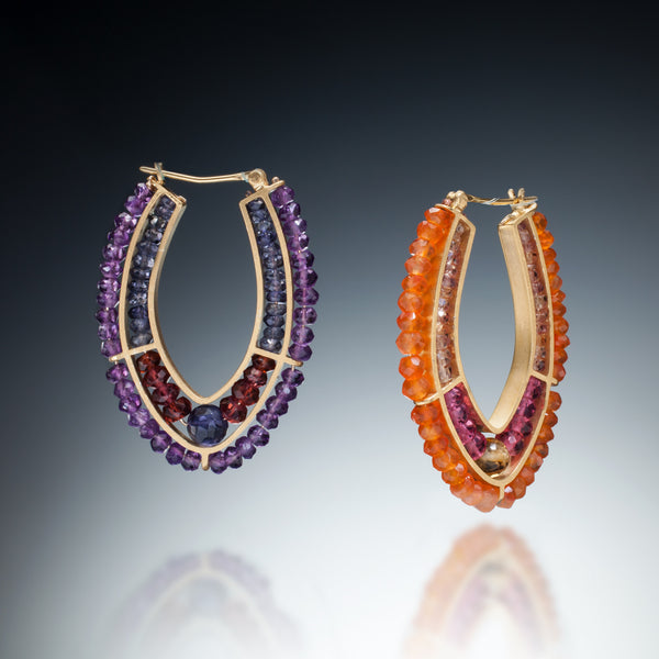Gemstone Double Hoop Earrings (gold) - Kinzig Design Studios