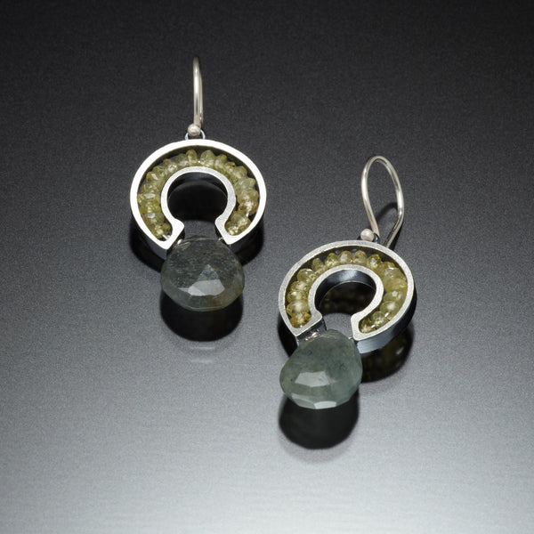 Gemstone Horseshoe Earrings (green) - Kinzig Design Studios
