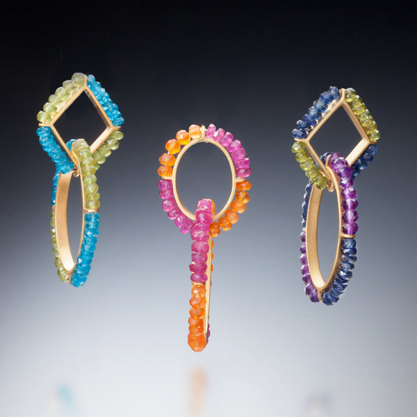 Gemstone Link Earrings (gold) - Kinzig Design Studios