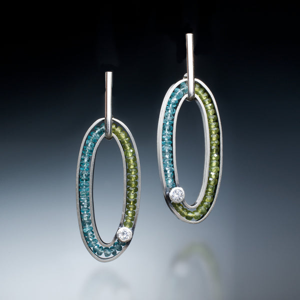 Gemstone Oval Earrings (blue) - Kinzig Design Studios