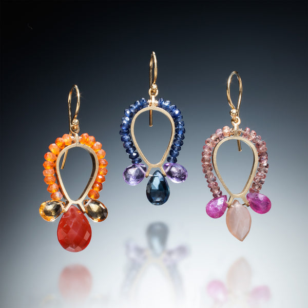 Gemstone Reverse Teardrop Earrings (gold) - Kinzig Design Studios