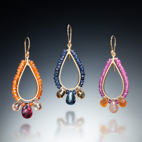 Gemstone Teardrop Earrings (gold) - Kinzig Design Studios