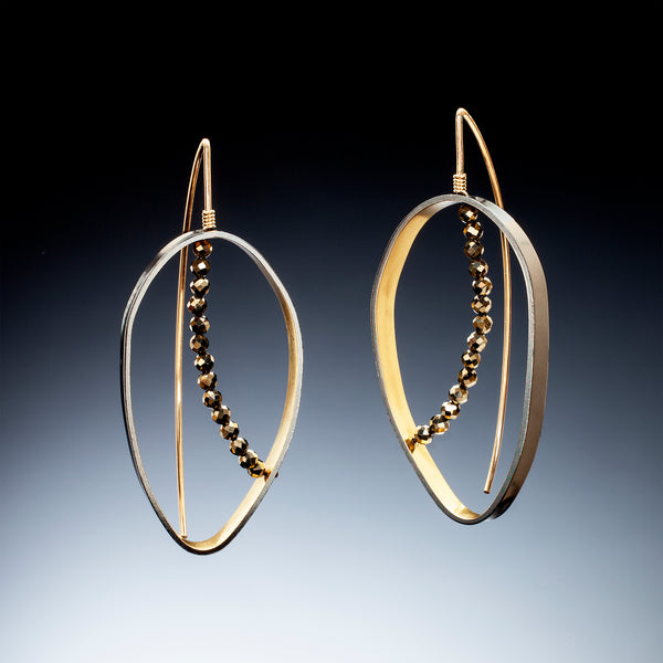 Gold Inside Vertical Oval Earrings (large) - Kinzig Design Studios