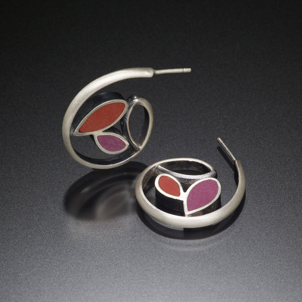 Leaf Hoop Earrings (red) - Kinzig Design Studios