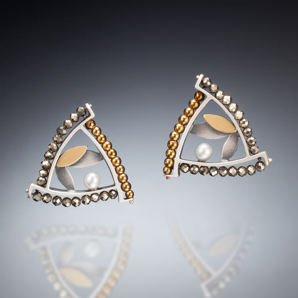Mixed Metal Triangle Earrings - Kinzig Design Studios