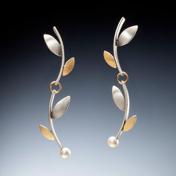 Mixed Metal Branch Earrings - Kinzig Design Studios