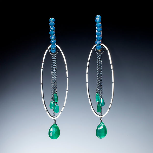 Oval Silver and Stone Earrings - Kinzig Design Studios