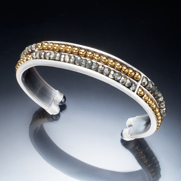 Pyrite and Hematite Cuff Bracelet - Kinzig Design Studios
