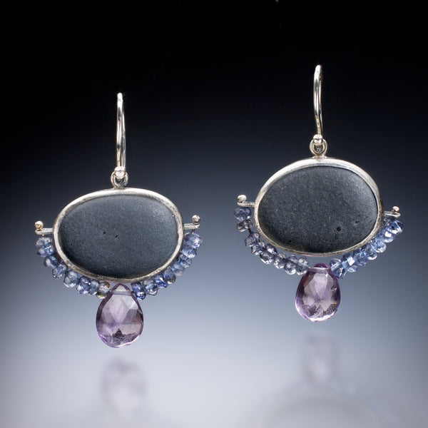 Amethyst Rock Earrings - Kinzig Design Studios
