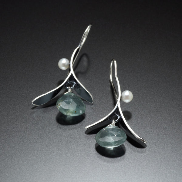 Branch Earrings with Drop (blue) - Kinzig Design Studios