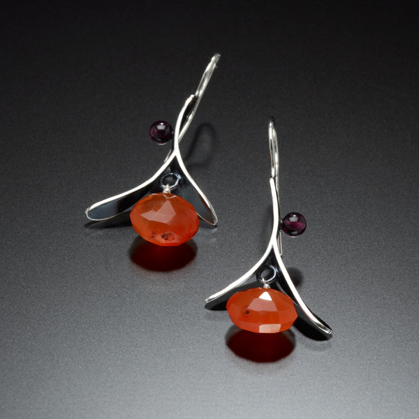 Branch Earrings with Drop (orange) - Kinzig Design Studios