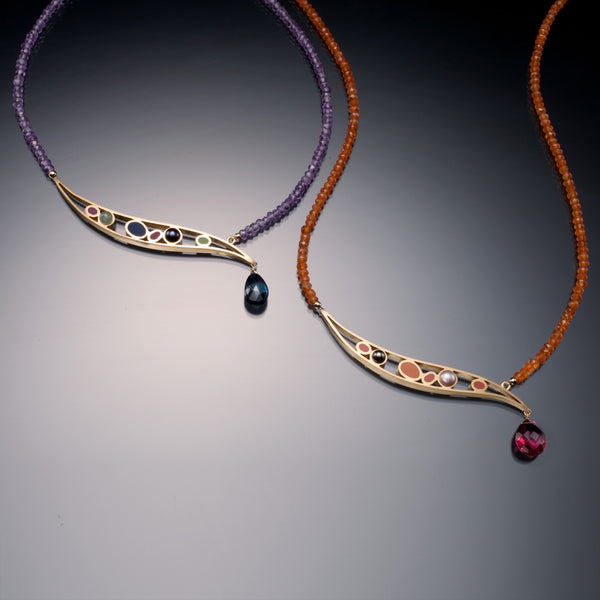 Gemstone Asymmetric Necklace (gold) - Kinzig Design Studios