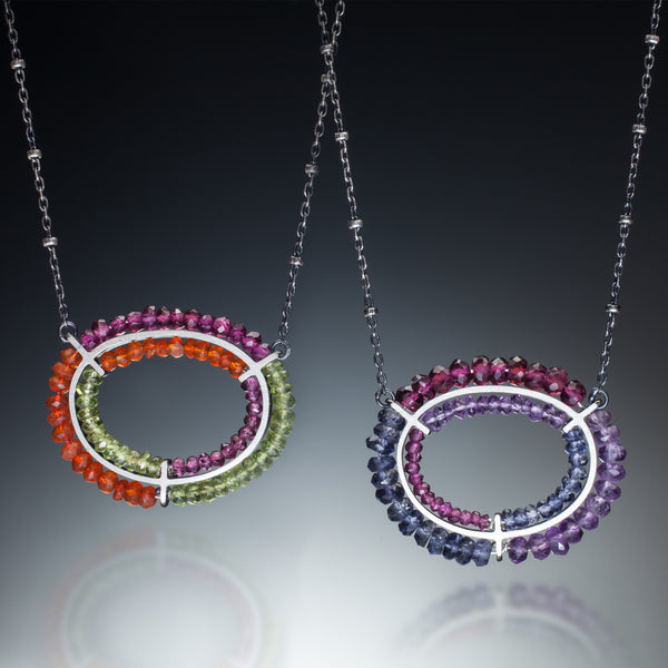 Gemstone Double Circle Necklace - Kinzig Design Studios