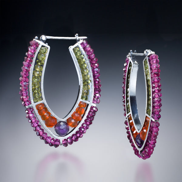 Gemstone Double Hoop (purple) - Kinzig Design Studios