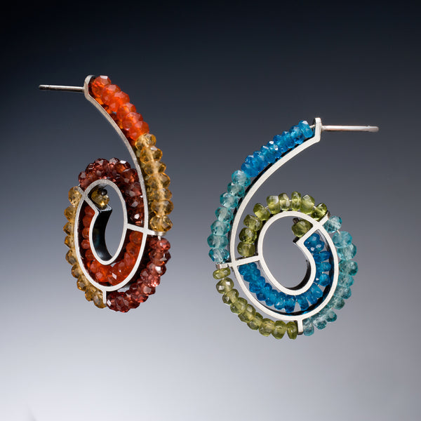 Gemstone Spiral Earrings - Kinzig Design Studios