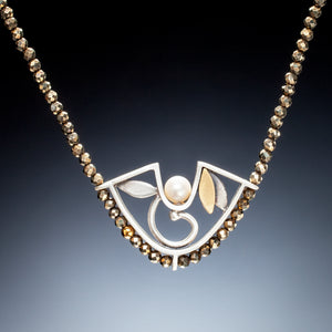 Mixed Metal Fan Necklace with Beads - Kinzig Design Studios